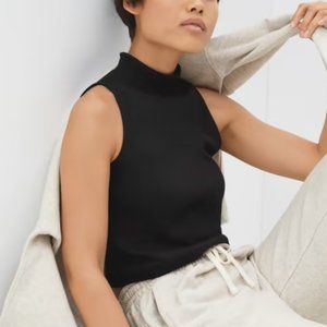 Everlane Ribbed Mockneck Tank in Black